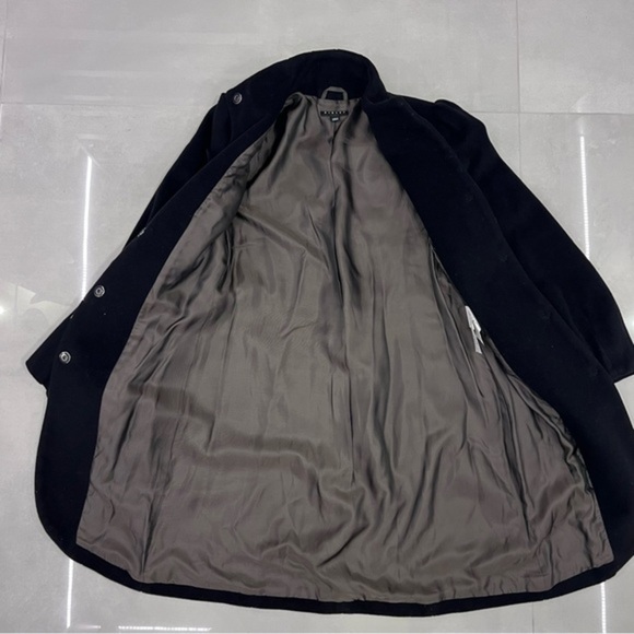 Sisley Cashmere Wool Pea Coat Jkt Blazer Black Velvet Soft Ruffle Snap Up Small - Picture 8 of 13